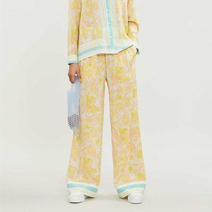 SAMSOE & SAMSOE - Hulla floral high-rise wide silk-crepe trousers